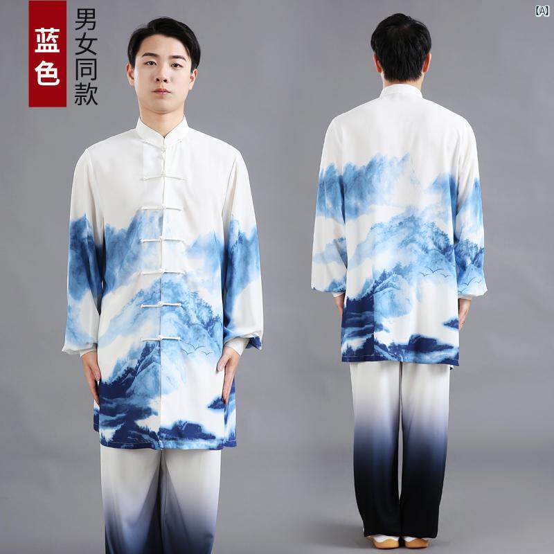 Jingyi 太極拳 背広 メンズ 刷り上げる グラデーション レディース 読み合わせる 武道 演奏 服 年月