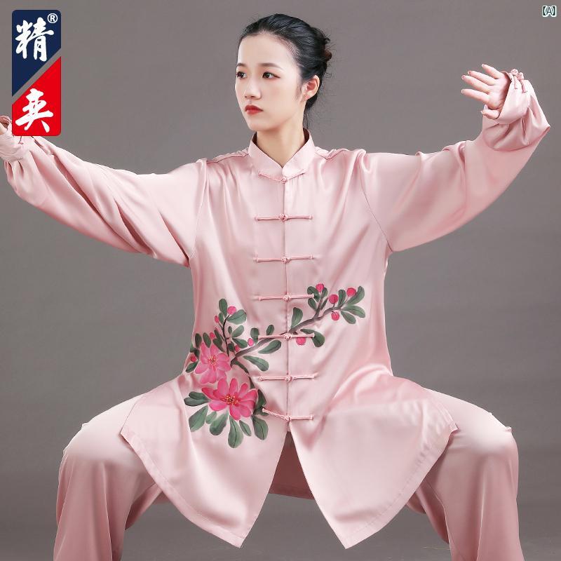 レディース Jingyi 太極拳 スーツ 男性用 中華風 手描き 武術 パフォーマンス 春秋 Ba Duan Jin 練習画像