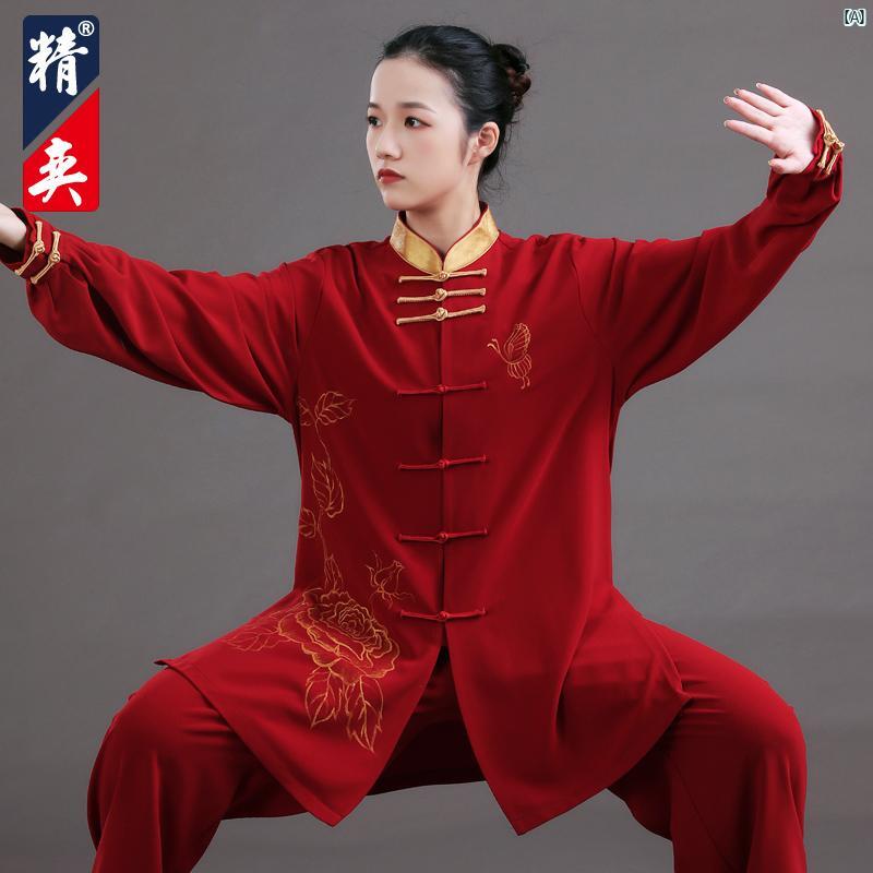 Jingyi 太極拳 背広 レディース ハイエンド 墨付き 名取り草 8 錦織 形づくる 成人男性 武道 服 年月