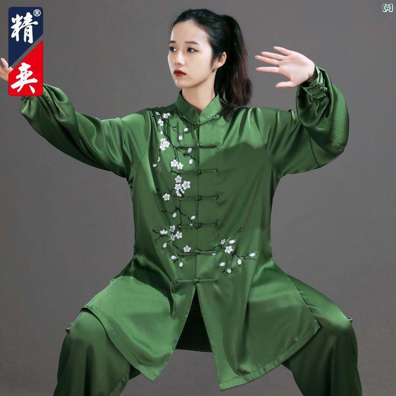 Jingyi 太極拳 服 レディース 梅花 手描き 武術 パフォーマンス 競技 男性 練習 春秋