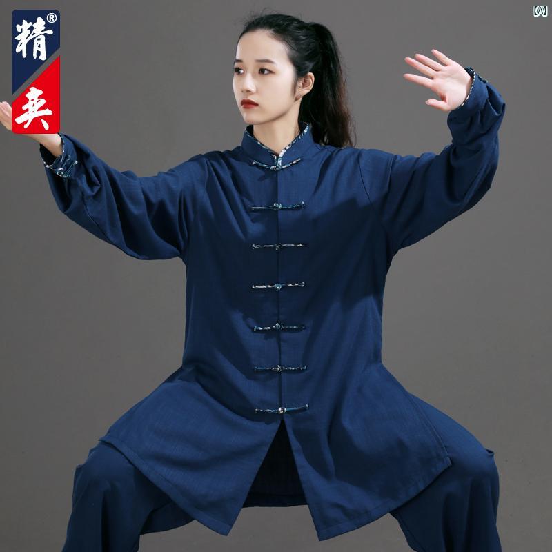 レディース Jingyi 太極拳 スーツ エレガント 武術 パフォーマンス 男性用 競技 スーツ中長 練習 春秋