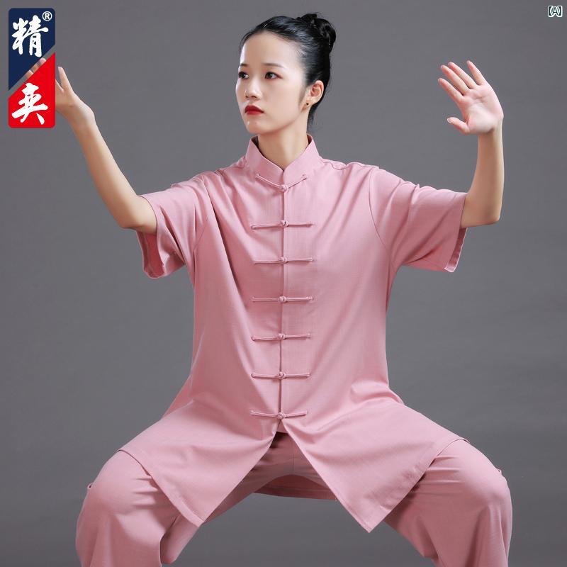 Jingyi 太極拳 スーツ レディース 夏 半袖 ハイエンド 薄型 練習 男性 武道 パフォーマンス 競技