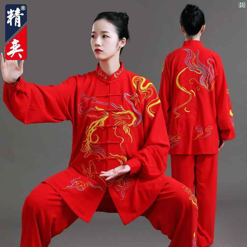 Jingyi 太極拳 背広 レディース ハイエンド 火竜 刺しゅう 読み合わせる 成人男性 武道 演奏 服 年月