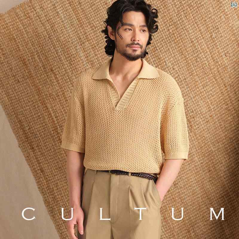 好いたらしい 通気性 人並み外れた CULTUM イタリアン 半袖 スポーツシャツ 心地好い 下つ方 二分の一捩り メンズ