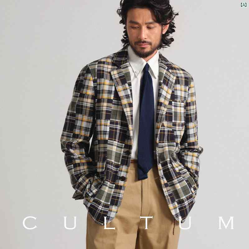 アン ストラクチャード マドラスチェック CULTUM コットン スポーツ ブレザー メンズ レトロ IVY スーツ