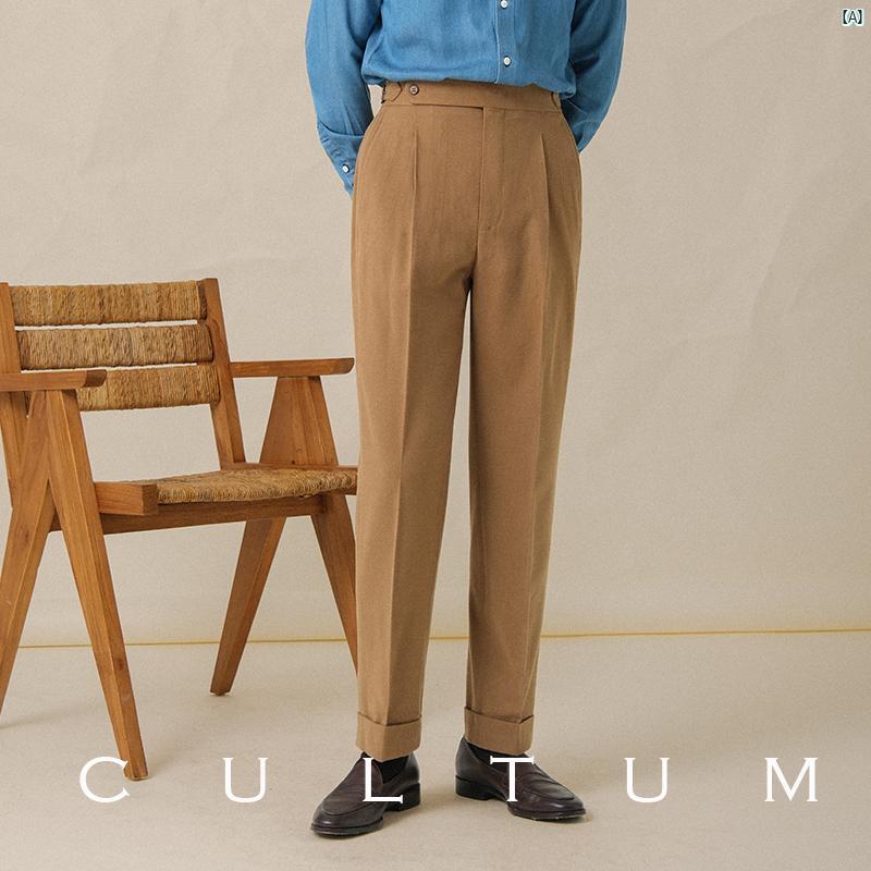 456 g 甚だしい 羊毛 CULTUM レトロ シングル 筋目 ナポリ 背広 ズボン下 メンズ 綿ネル