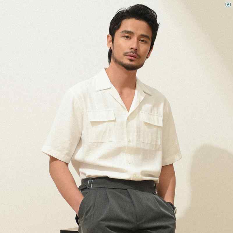 CULTUM 夏 ハイエンド キューバ共和国ン 色合い プルオーバー メンズ 半袖 韓国 心地好い 五分袖 風 衣嚢 その他-メンズファッション