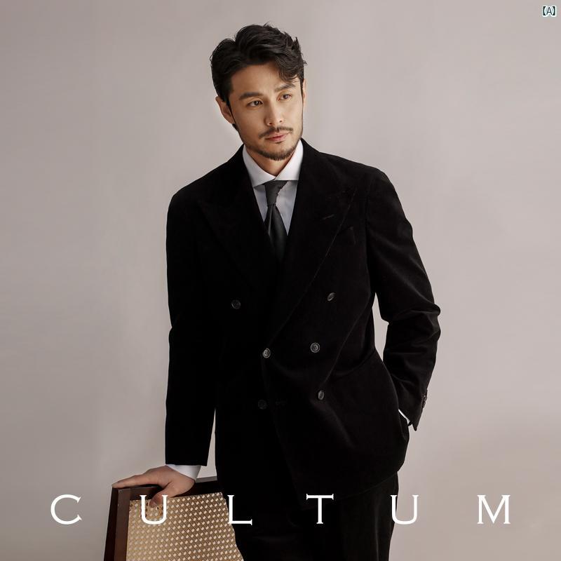 CULTUM ナポリ ヴィンテージ コーデュロイ スーツ メンズスーツ ピークド ダブルブレスト ビジネス カジュアル