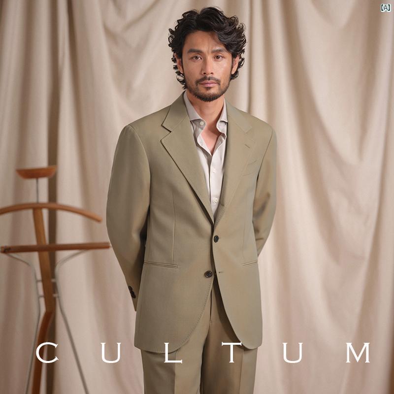 ソラーロ 縦糸 横糸 ハーフリネン 裏地 CULTUM イタリア ウール スーツ メンズ ビジネス カジュアル