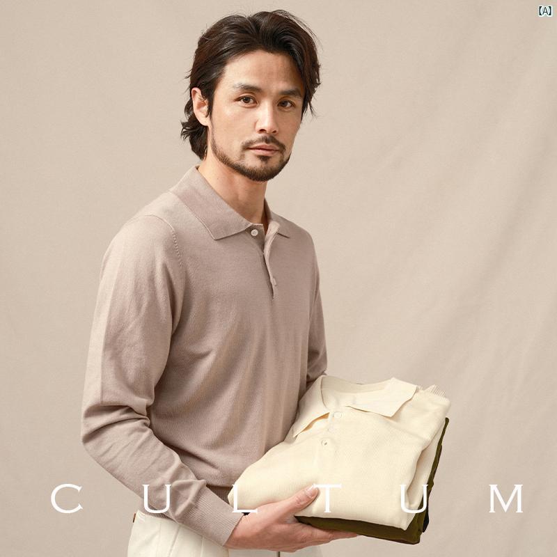 CREPUSCULE コットンハイゲージニットポロシャツ crepuscule / H-G L/S Knit Polo BLACK クレプスキュール
