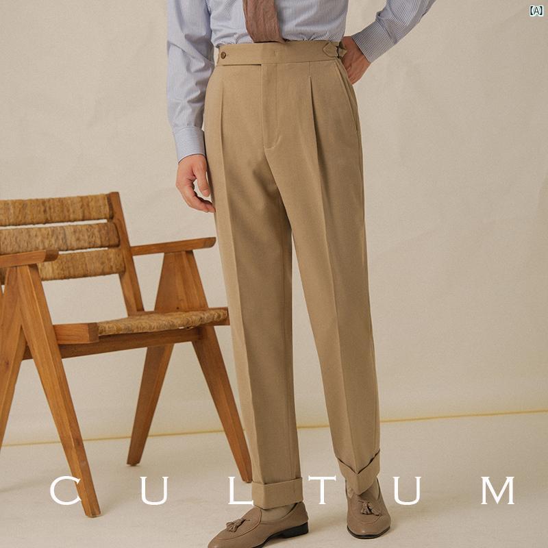 CULTUM 朦々たる 563 瓦 再び述べる レトロ か細い シングル 筋目 ナポリ 背広 ズボン下 メンズ心地よい ソリッドカラー