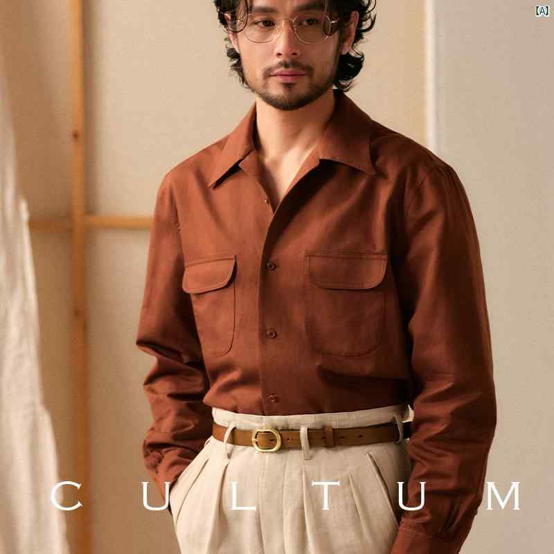 通気性 好いたらしい 綿織物 麻 混 CULTUM 心地よい キューバ共和国 色合い 長袖 衣嚢 プルオーバー メンズ アイビー 風 運動競技