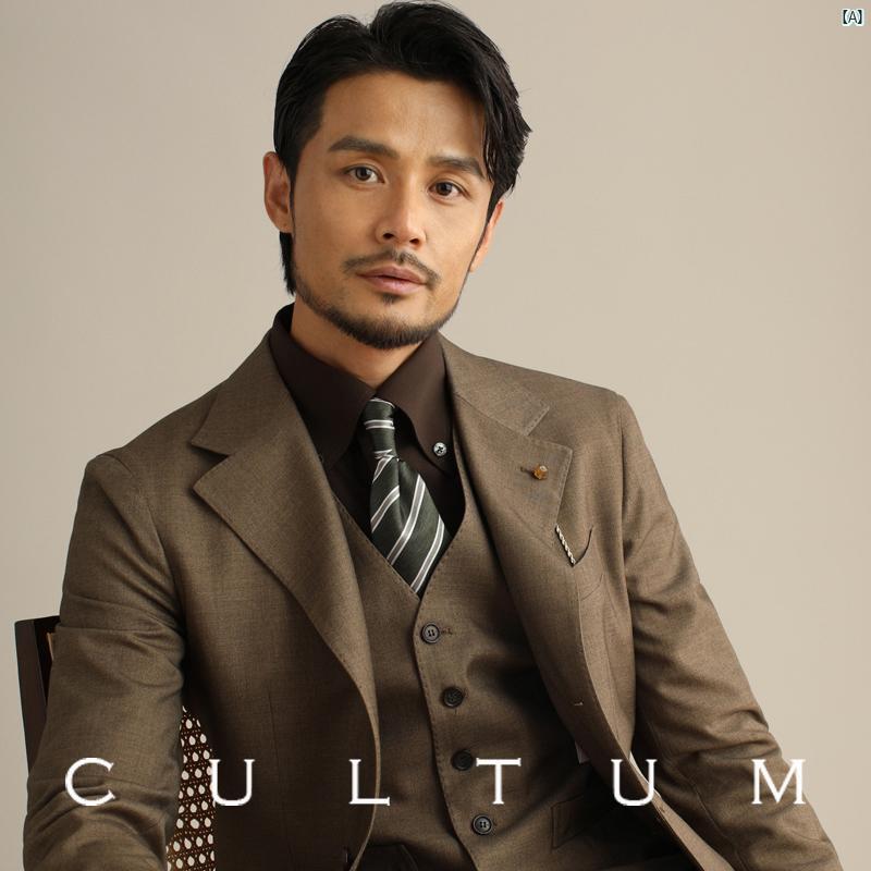 CULTUM イタリア製 ナポリ ウォーターフォール スリーブ ビジネス カジュアル スーツ メンズスーツ フォーマルノー アイロン 3点 セット