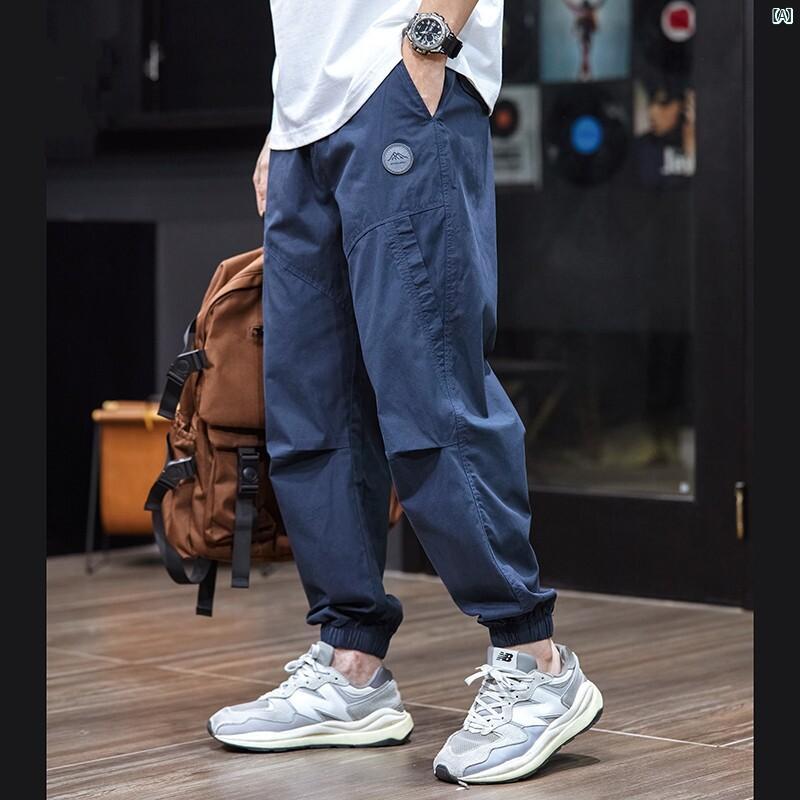 メンズ　ファッション　オシャレ　カジュアル　男性 アメリカン レトロ サマー パンツ レギンス テーパードパンツ オーバー オール パラシュートパンツ