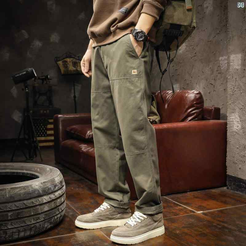 メンズ　ファッショオン　オシャレ　カジュアル　男性 アメリカ 厚手 コットン カジュアル パンツ 男性用 秋 ハイエンド ストレート ワークウェア ロング