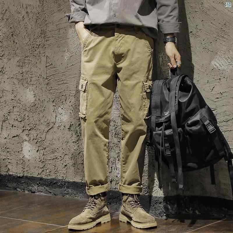 メンズ ファッショオン オシャレ カジュアル 男性 カーキ オーバー オール メンズイン スーパー ホット ストレート 秋 冬 メンズカジュアル 快適 テーパードパンツ