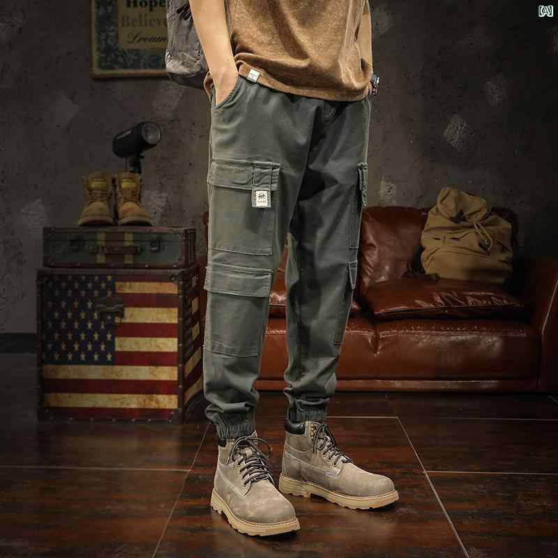 メンズ　ファッショオン　オシャレ　カジュアル　男性 アメリカン レトロ マルチ ポケット パンツ たり 大きいサイズ 秋 アウトドア 通勤 ミリタリー 風 オーバー オール