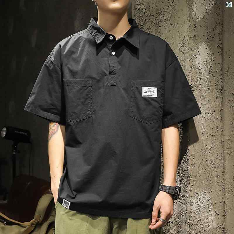 メンズ　ファッショオン　オシャレ　カジュアル　男性 アメリカン レトロ クラシック ポロシャツ 半袖 Tシャツ 夏 コットン ノンアイロンシャツ