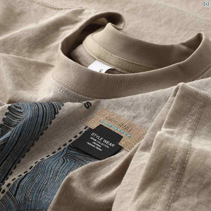 メンズ　ファッション　オシャレ　カジュアル　男性 ハイエンド ファッション 半袖 Tシャツ 夏 プリント ラウンドネック トップ