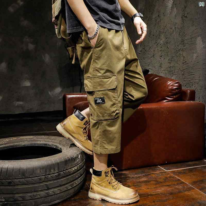 メンズ　ファッショオン　オシャレ　カジュアル　男性 レトロ オーバー オール クロップドパンツ たり 大きいサイズ 夏 快適 八分丈 ショーツ