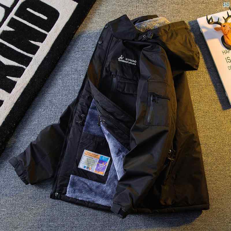 メンズ ファッショオン オシャレ カジュアル 男性 冬 厚手 ベルベット 作業着 ジャケット メンズ カップル 防寒 暖かい コットン 服 スキー 登山
