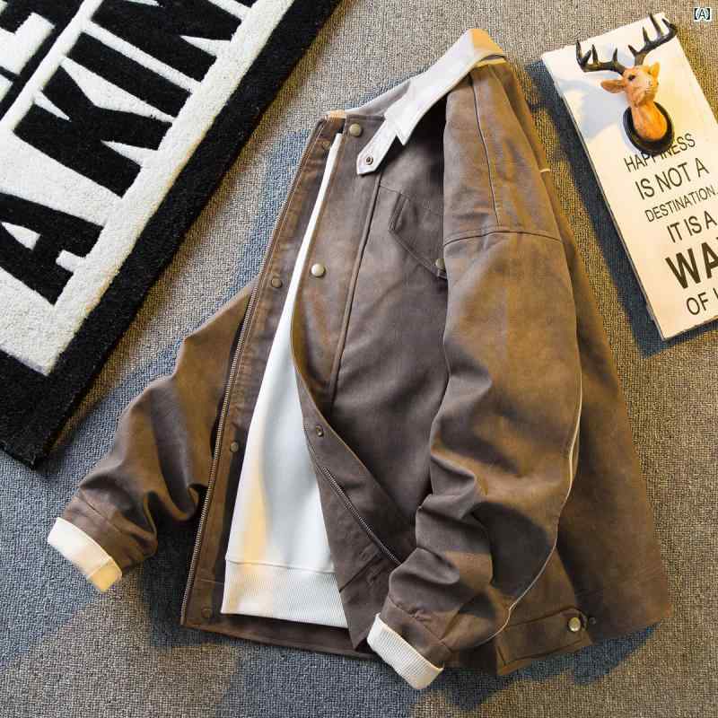 メンズ ファッショオン オシャレ カジュアル 男性 Hengpai レトロ 古風 オートバイ PU レザージャケット メンズ 春秋