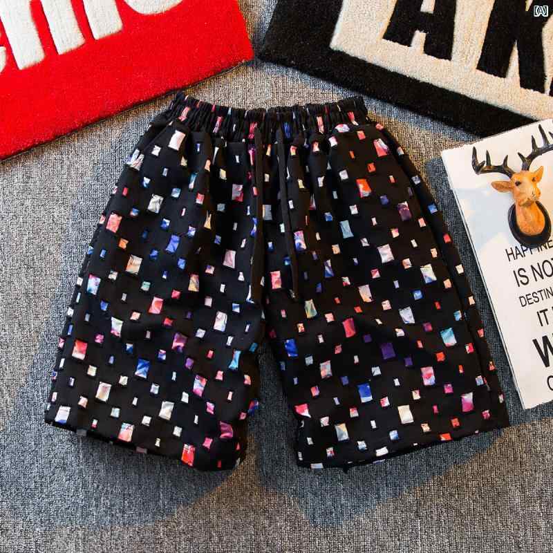 メンズ　ファッショオン　オシャレ　カジュアル　男性 HPCP 夏 リップド カジュアルショーツ 五分丈 パンツ