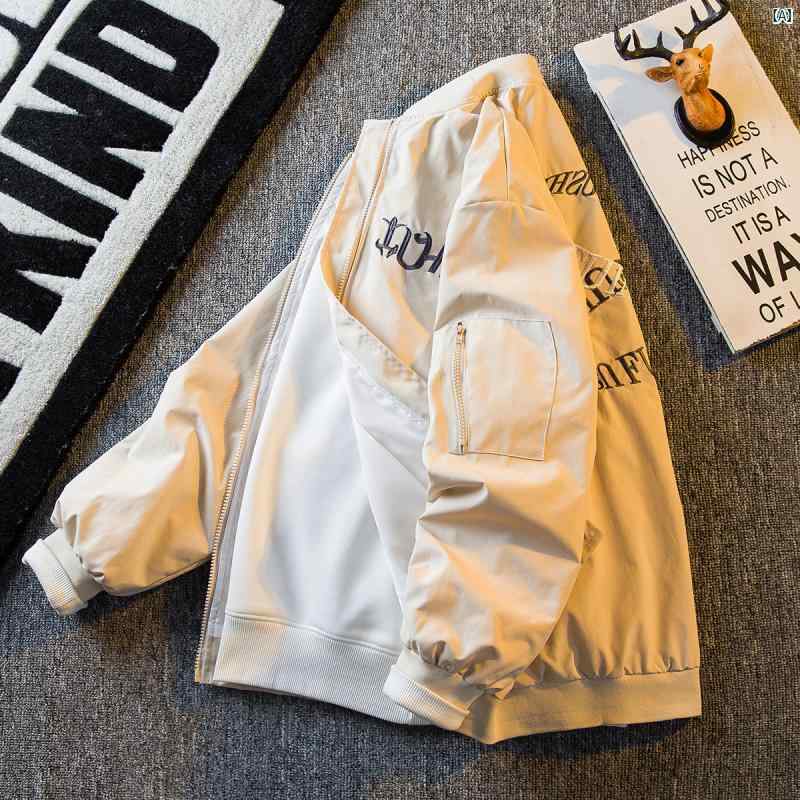 メンズ　ファッショオン　オシャレ　カジュアル　男性 HPCP アメリカン ヴィンテージ レトロ 刺繍 野球 ユニフォーム 男性用 春秋 MA 1 ボン バー ジャケット