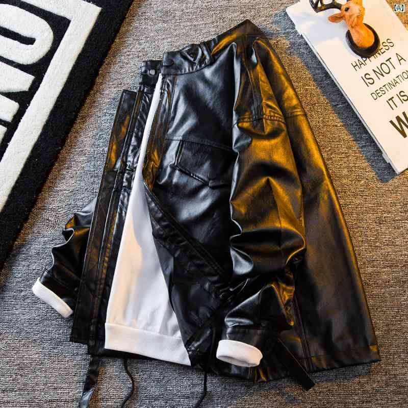 メンズ　ファッショオン　オシャレ　カジュアル　男性 HPCP 秋 スタンドカラー 作業着 レザージャケット ハイエンド ファッション オートバイ ジャケット 男性