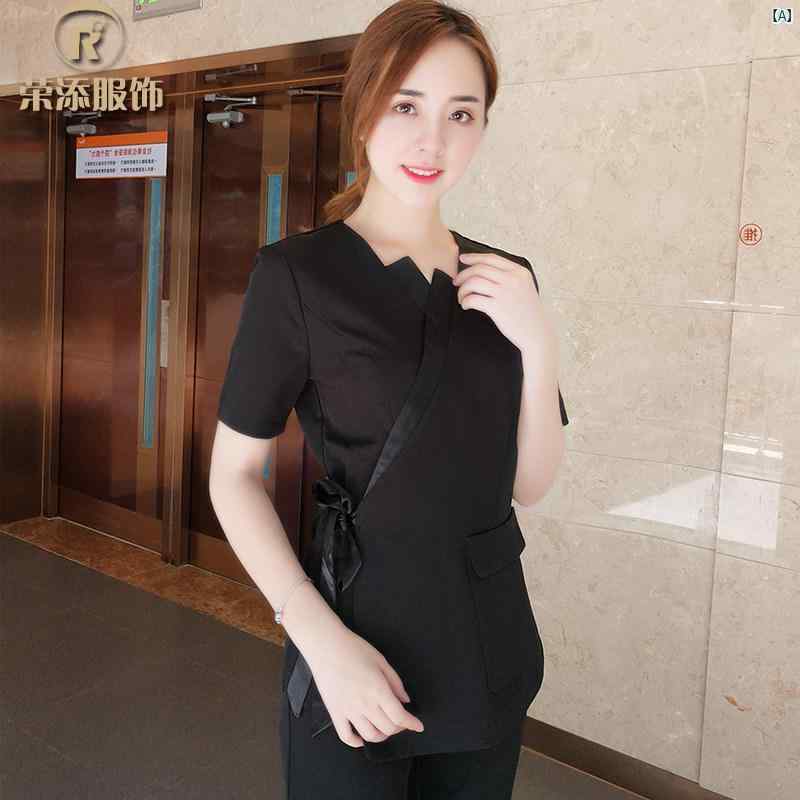 レディース チュニック　オシャレ　仕事着　かわいい ペディキュア フットバス 技術者 服 レディースパンツ スーツ スパ 美容 健康 作業着 韓国