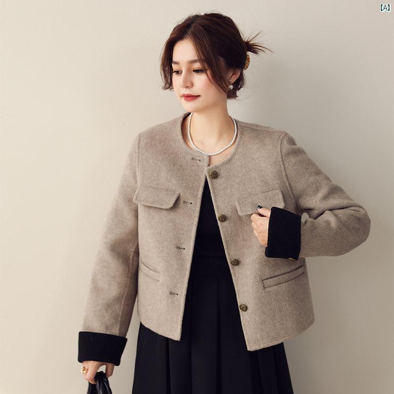 レディース　ファッション　おしゃれ　韓国　韓国　ヨーロピアン　海外風　夏　春　秋　 ショート 両面 ウール コート 子供 秋　冬