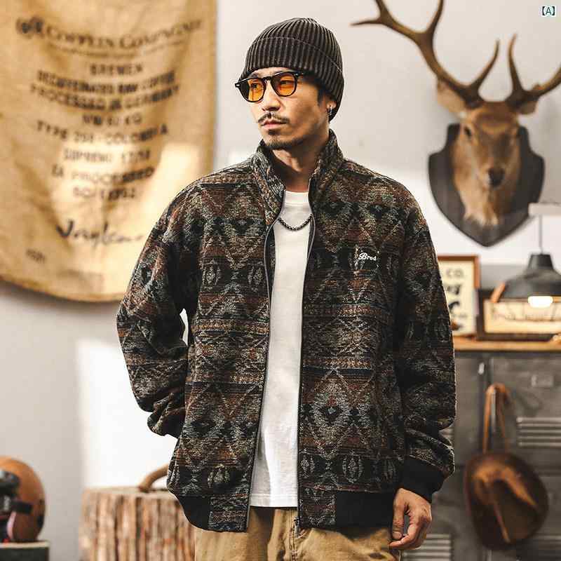 メンズ　カジュアル　男性　オシャレ アメリカン レトロ 5 グラム ヘビー ウール セーター 冬 厚手 秋 暖かい カーディガン ジャケット