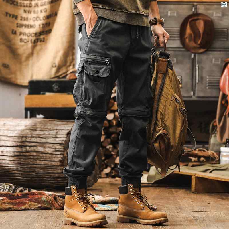 メンズ　カジュアル　男性　オシャレ アメリカ レトロ ワークウェア パンツ 男性用 秋 アウトドア 狩猟 服 機能的 戦術的 カジュアル ズボン