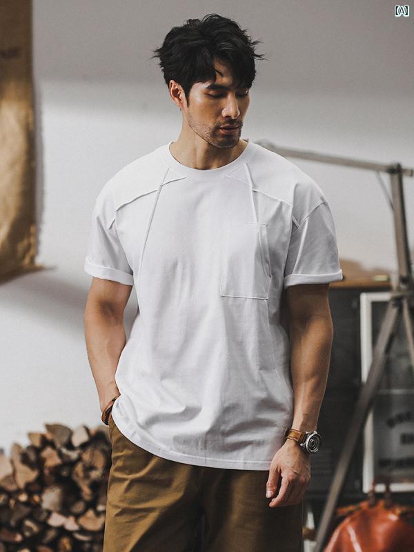 メンズ　カジュアル　男性　オシャレ アメリカン ヘビーウェイト メンズ 半袖 Tシャツ 夏 無地 レトロ ウォッシュ トップ