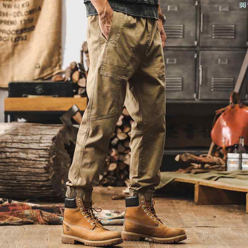 メンズ　カジュアル　男性　オシャレ アメリカン レトロ ヘビーウェイト ワークウェア パンツ 男性用 秋高 密度 ツイル コットン カジュアル