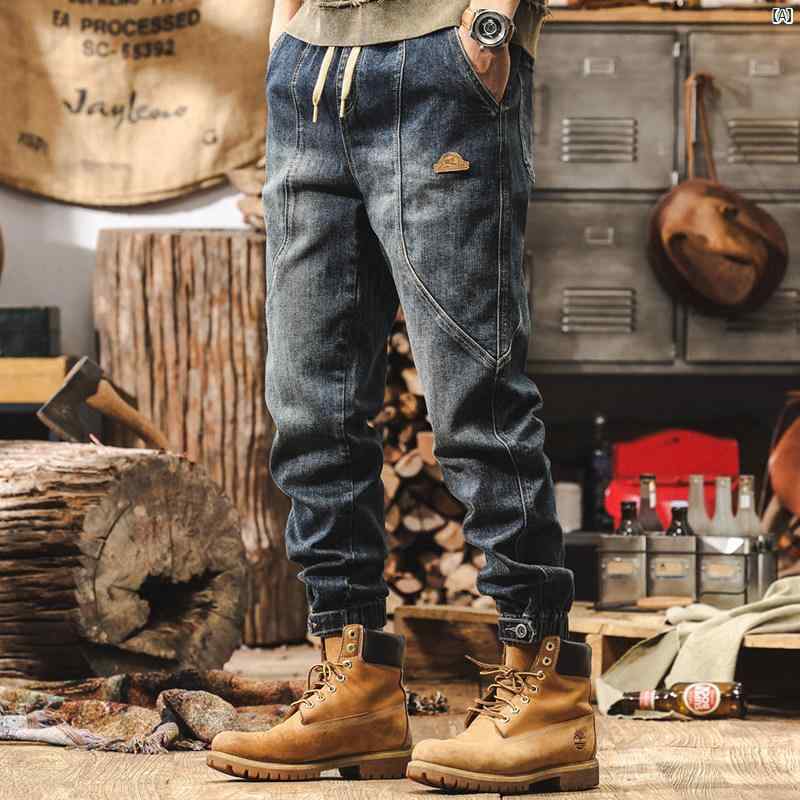 メンズ　カジュアル　男性　オシャレ アメリカ レトロ 秋 ジーンズ 男性用 たり レギンス カジュアル ワークウェア パンツ
