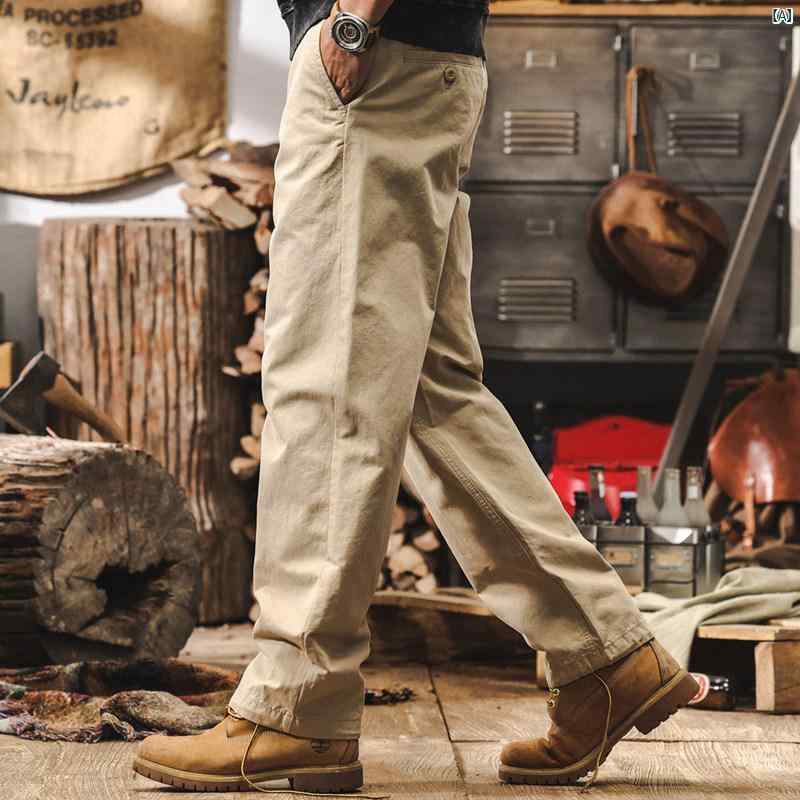 メンズ　カジュアル　男性　オシャレ アメリカン レトロ メンズ ワークパンツ 秋　冬 酵素 ストレート メンズカジュアル パンツ