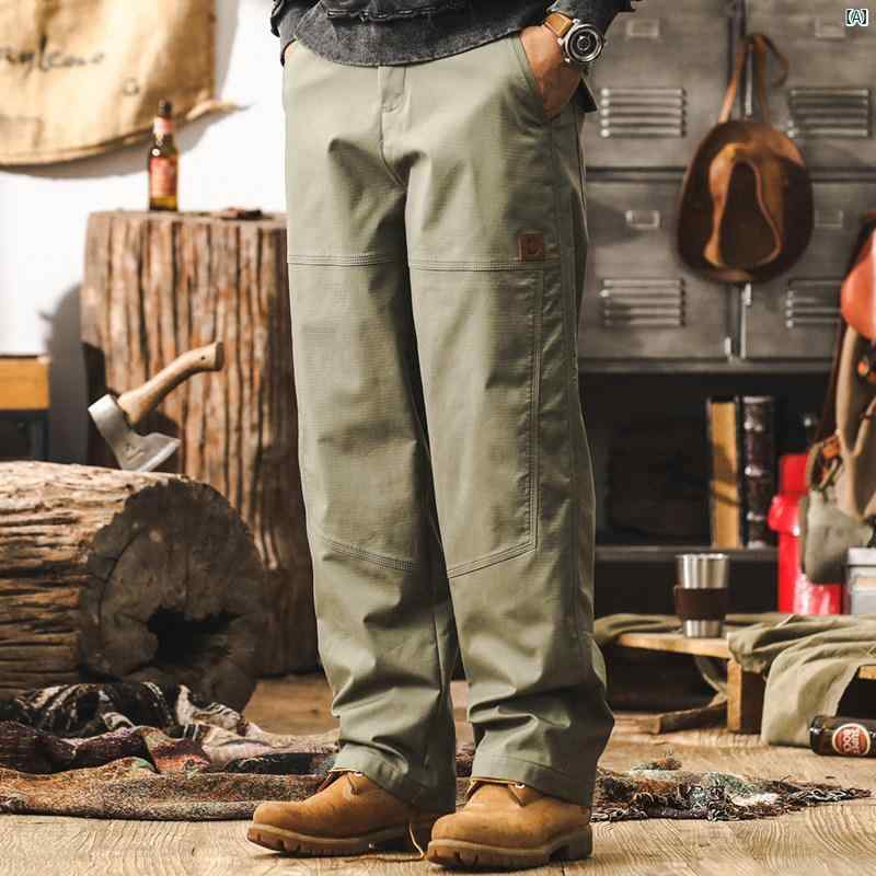 メンズ　カジュアル　男性　オシャレ アメリカン レトロ ヘビーウェイト ワークウェア パンツ 男性用 秋 ストレート ワイド レッグ メンズカジュアル