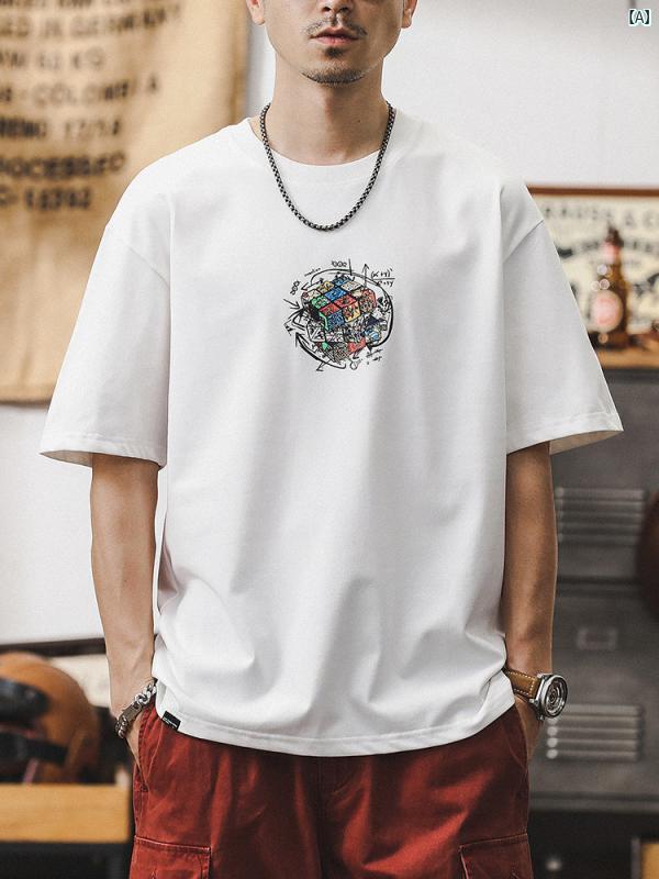 メンズ　カジュアル　男性　オシャレ 夏 ストリート プリント Tシャツ メンズ 半袖 大きいサイズ 男性用 トップ