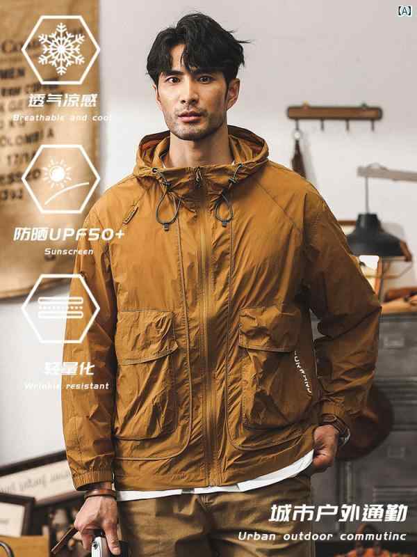 メンズ　カジュアル　男性　オシャレ 冷感 クール マウンテン 日焼け防止 服 メンズ 夏 速乾 皮膚 アウトドア UV対策 ボーイズ 薄手 ジャケット