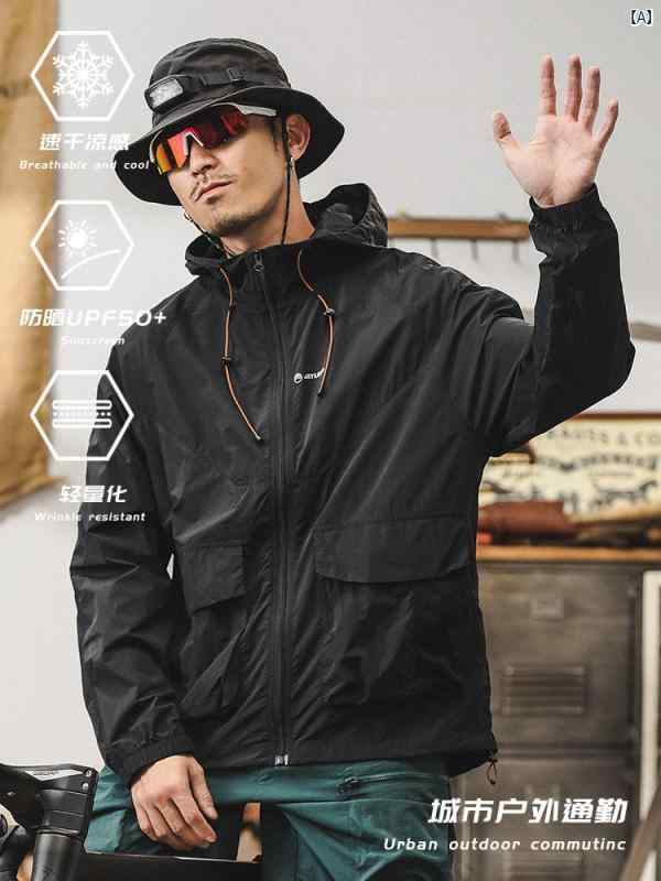 メンズ　カジュアル　男性　オシャレ ジェイ レノ メンズ 冷感 クール 日焼け防止 服 夏 アウトドア サイクリング UV対策 ボーイズ シン ジャケット