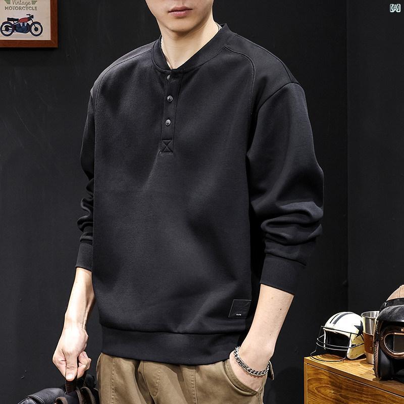 メンズ　男性　メンズファッション　オシャレ　カジュアル ポロ 襟 スウェットシャツ メンズ 裏起毛 秋　冬 大きいサイズ 重い ファッション 服 ヘンリー 胸 ボタン