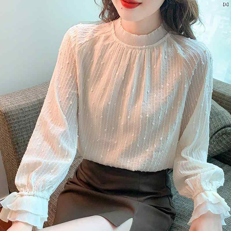 レディース　レディース　ファッション　オシャレ　カジュアル 春秋 シフォン Tシャツ ハーフ タートルネック レース インナー アウターウェア 小柄 シャツ 香り