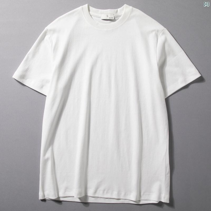 メンズ　ファッション　男性用　カジュアル　オシャレ コットン Tシャツ メンズ 半袖 夏 薄手 通気性 トップ 無地 シンプル カジュアル ラウンドネック