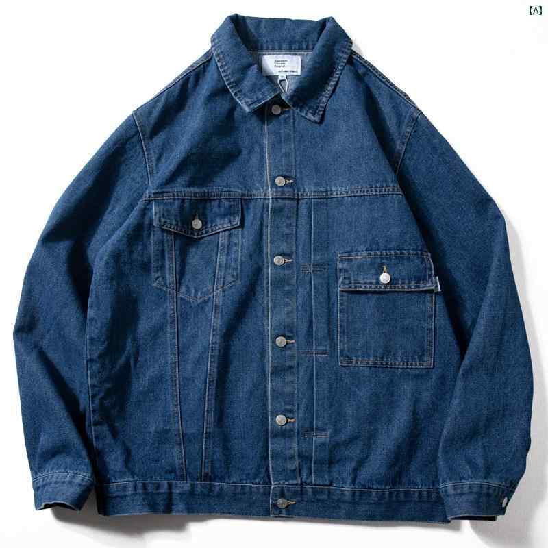 メンズ　ファッション　男性用　カジュアル　オシャレ デニムジャケット メンズ レトロ ウォッシュ ブルー コットン トップ 春秋 ワークジャケット