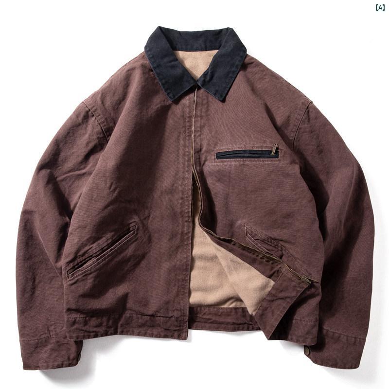 メンズ　ファッション　男性用　カジュアル　オシャレ ヘビー ジャケット メンズ アメリカン レトロ ストリート ショート トップ ウォッシュド ダメージ 加工 J 97 デトロイト