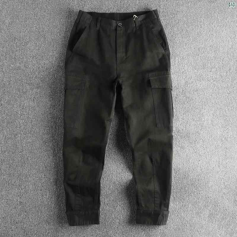 メンズ　メンズファッション　ファッション　男性用　オシャレ 秋 アミ カーキ レトロ 迷彩 ワークカジュアルパンツ 男性用 コットン 織 オートバイ ライディング パンツ