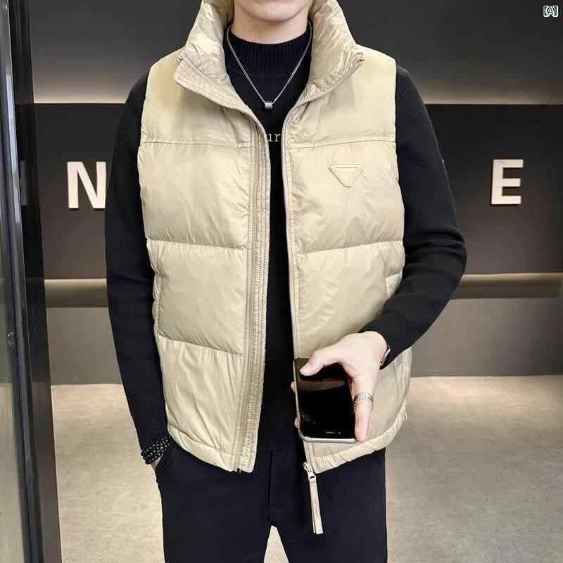メンズ　ファッション　韓国ファッション　オシャレ　カジュアル　男性用　大歳 スタンドカラー ノースリーブ ダウン ベスト メンズ 秋　冬 暖かい 厚手 カジュアル チョッキ トップ