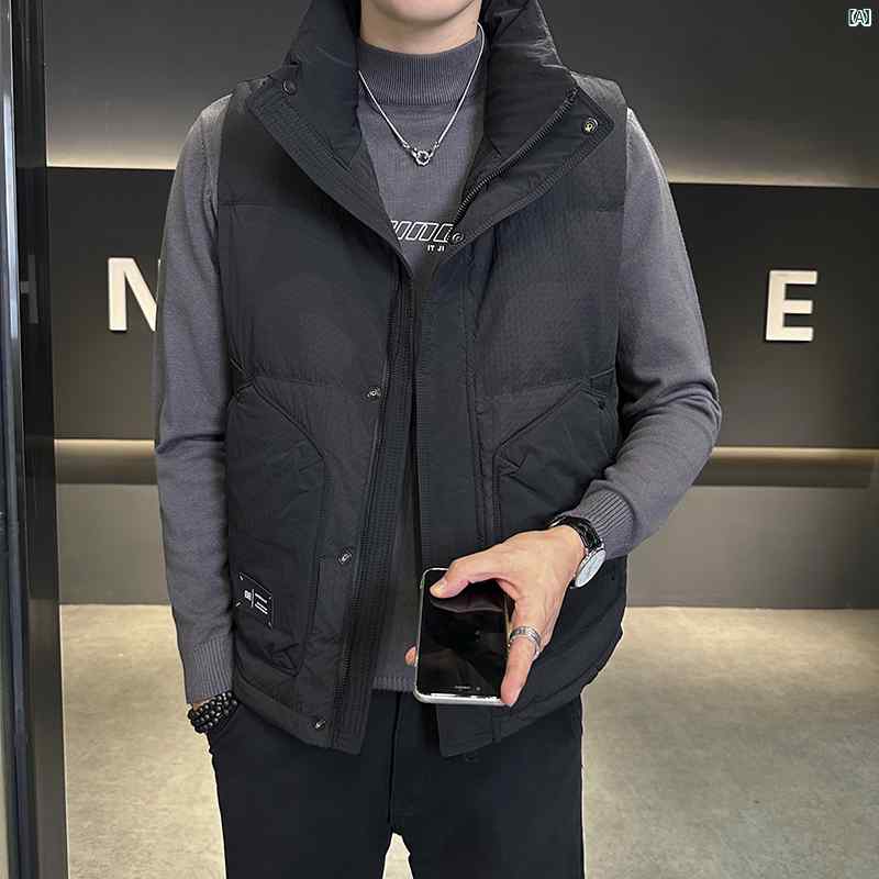 メンズ　ファッション　韓国ファッション　オシャレ　カジュアル　男性用　大歳 スタンドカラー ダウン ベスト ジャケット 男性用 秋　冬 ハイエンド ライト 無地 シンプル トップス 14,214円
