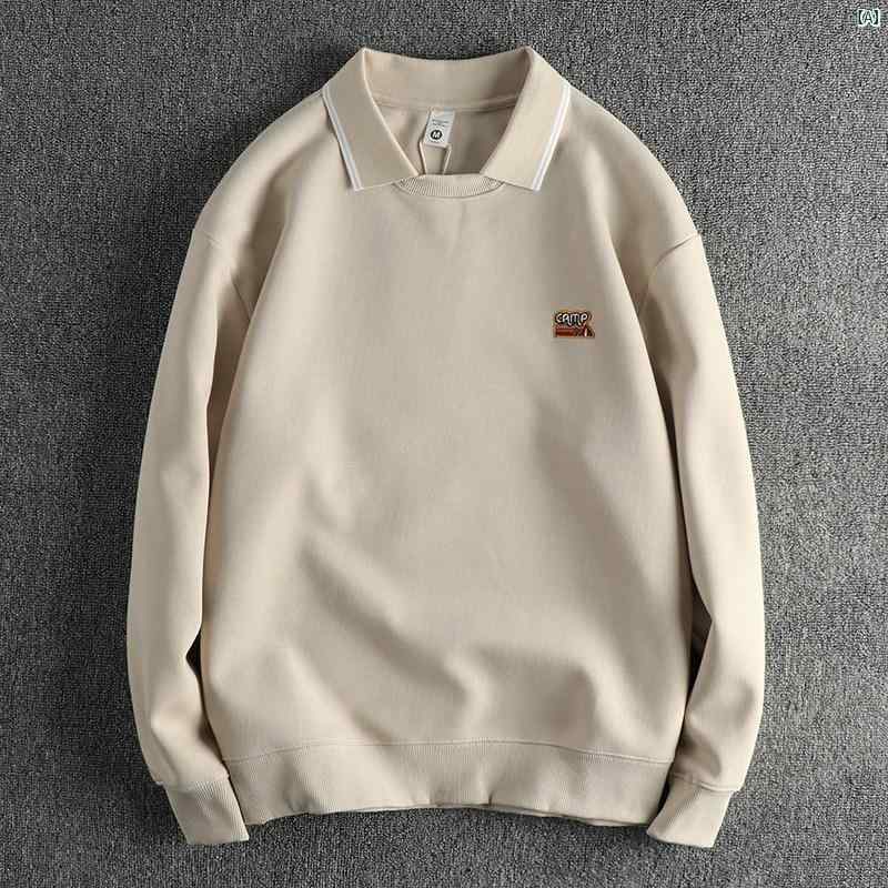メンズ　メンズファッション　ファッション　男性用　オシャレ アメリカ ハイエンド スウェットシャツ 長袖 メンズ シンプル 刺繍 レトロ ウォッシュ ニット コットン プルオーバー